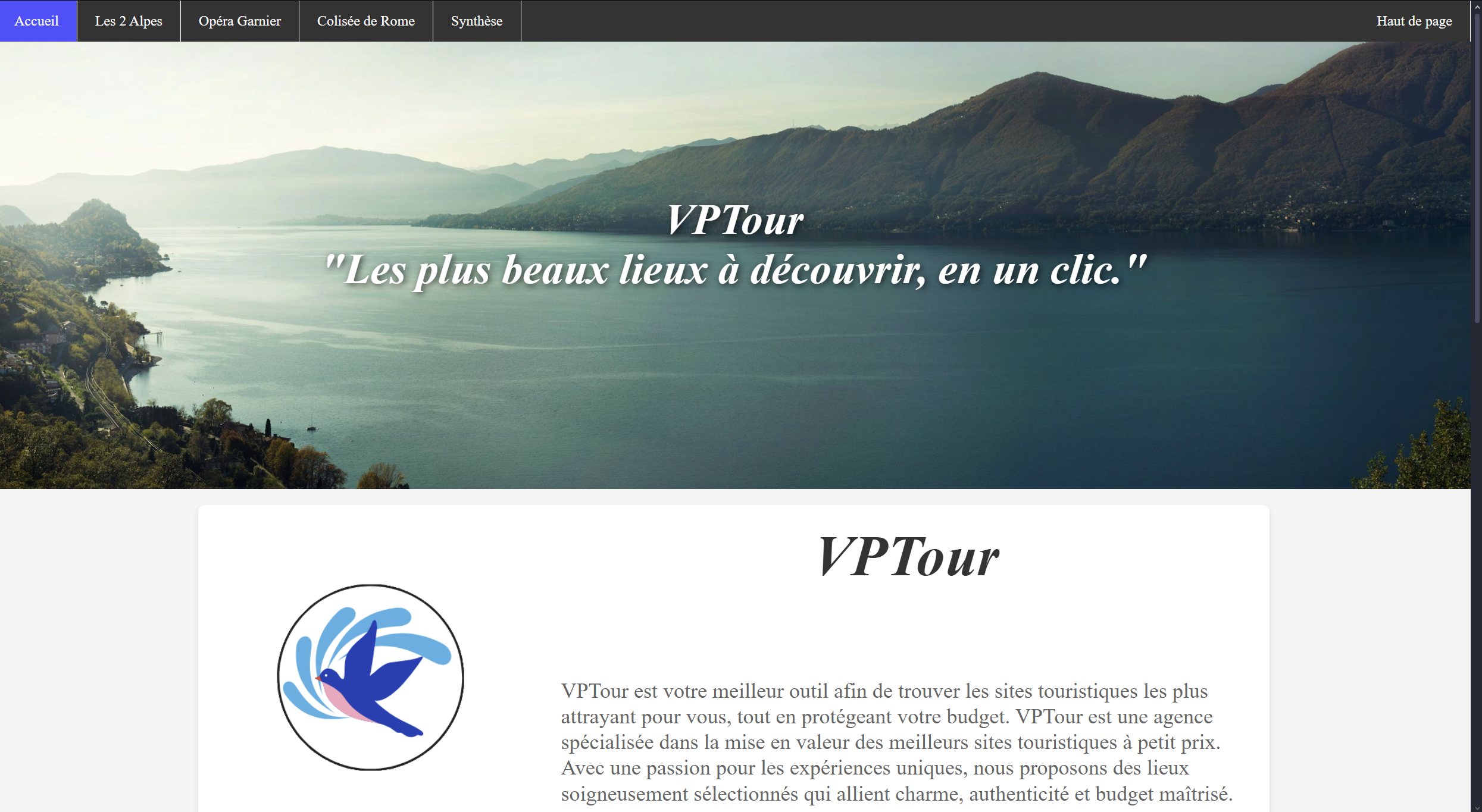 Site de réservation de destinations fictif